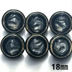 装飾ボタン 黒 ゴールドの縁 18㎜ 6個 No.852