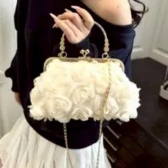 ハンドバッグ がま口 パーティー 結婚式 披露宴 フォーマル レディース バラ