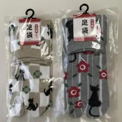 日本製 足袋ソックス 2足セット 猫柄 22-25cmのサムネイル