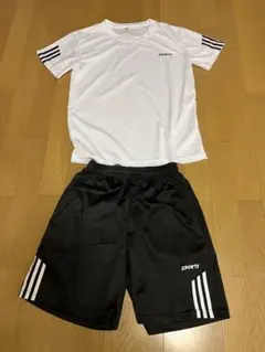 【上下セット】スポーツウェア XL 吸汗速乾 トレーニングウェア 白×黒