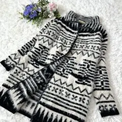 【美品】個性派 シャギー ニット ジャケット シルク混