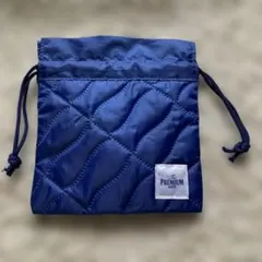 美品 サントリー プレミアムモルツ キルティング 巾着袋 ネイビー