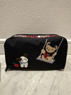 レスポートサック familiar ポーチくま刺繍 ブラック - メルカリ