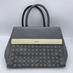 BONIA ボニア ハンドバッグ ショルダーバッグ レザー 花モチーフ グレー