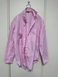 ピンク 長袖シャツ 貝ボタン