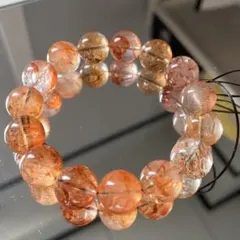 14mm大珠径黒金超七樹脂花（胶花）ブレスレット（サイズ調整可能）