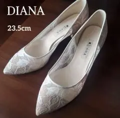 美品 DIANA ダイアナ パンプス レース 花柄23.5cm ポインテッドトゥのサムネイル