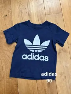 adidas ネイビー Tシャツ 美品 90 半袖 ロゴT