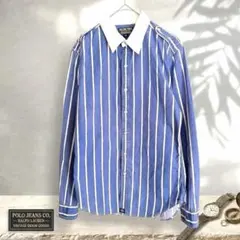 【希少✨】90s ポロジーンズ ラルフローレン ストライプシャツ エポレット M