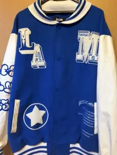 .KOM スタジャン ブルー ホワイト Lサイズ