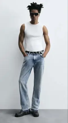 【ZARA】【オンライン限定】フレアフィットジーンズミディアムブルーJP(32)