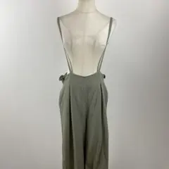訳あり w closet ダブルクローゼット 麻混サス付きワイドサロペットパンツのサムネイル