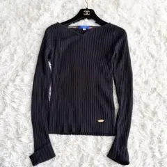 ブルーレーベルクレストブリッジ　 Vネック　リブニット　ネイビー　チェック　38