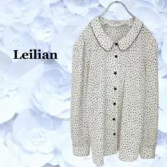 『レリアン』長袖 ブラウス 【LL】アイボリー 大きい クラシック ドット 水玉