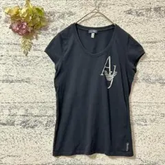アルマーニジーンズ　クルーネックTシャツ　ブラック　XSサイズ　ワンポイントロゴ