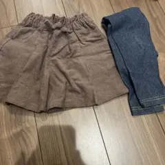 ブラウンショートパンツとデニムパンツセット