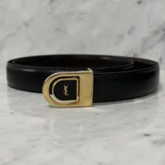 90s Yves Saint Laurent ベルト ブラック ゴールド 本革のサムネイル