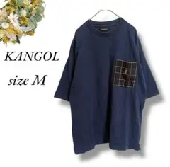 KANGOL 半袖Tシャツ Mサイズ ネイビー 丸首 ポケット 男女兼用4731のサムネイル