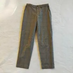美品✨GU✨イージーアンクルパンツ　チェック　ブラウン　S
