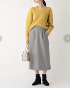 OPAQUE.CLIP新品タグ付ハンドトゥースジャガードナロースカート　黒