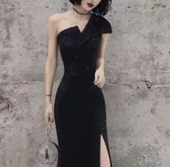 【新品未使用】ワンショルダーラメドレス