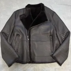 美品 52 サイズ✨リアルムートン ラムレザー ボア ライダース調 ジャケット