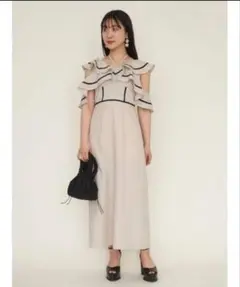 LILY BROWN リリーブラウン　配色フリルワンピース