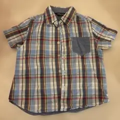 COMME CA ISM コムサイズム　半袖シャツ　チェック　ブルー　110cm