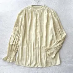美品 SHIPS シャーリングスリーブブラウス 前後2way ギャザー イエローのサムネイル