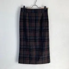 ジャーナルスタンダード チェック柄　ウール　タイトスカート　ブラウン