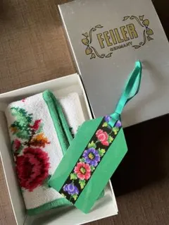 フェイラー ハンカチ バラ柄 しおり・箱入り（未使用）