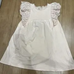 う*ぎ様 薄いピンクpetit main レース袖 ワンピース 110センチ