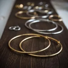 480★定番のフープイヤリング 輪っかイヤリング 両耳