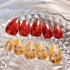 現品　埋め込みネイル　ハートホロ　ガーリー　ちゅるん　韓国　マグフレンチ