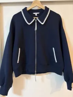 H&M ネイビー 襟付きスウェットジャケット L