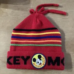 ミッキーマウス ニット帽 カラフルストライプ