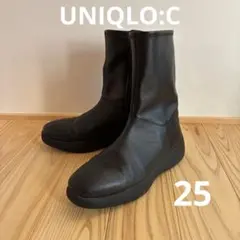 UNIQLO:C ユニクロシー ストレッチショートブーツ 25cm 黒 厚底
