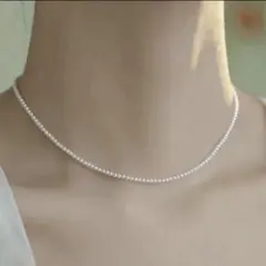 パール　ネックレス　4㎜　ホワイト　上品　重ね付け　入学式　エレガント　真珠