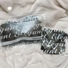 momoful スワンブラック/ピンクレースブラジャーショーツ