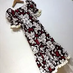 フラダンス用赤白花柄ドレス　S