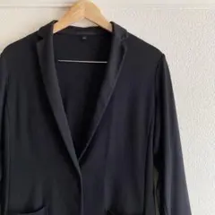 【美品】ユニクロ ジャージージャケット 黒 L ストレッチ テーラードジャケット