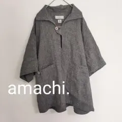 amachi. グレー 五分袖 七分袖 チュニック リネン プルオーバー