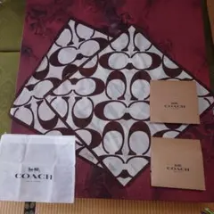 COACH ロゴパターン ハンカチ 2枚セット　オマケ付き
