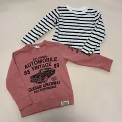 【110】男の子トレーナー＆ ボーダーTシャツ2枚セット