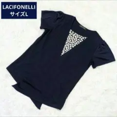 ラシフォネリ【LACIFONELLI】ネイビー　フラワープリント　チュニック　L