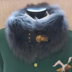 ❝37)ファー付きストール チャコール Fサイズ