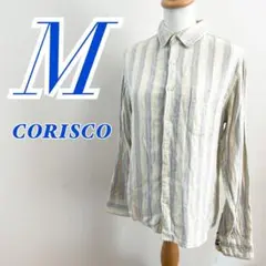 CORISCO Mサイズ ストライプ長袖シャツ　マルチ柄　カジュアルコーデのサムネイル