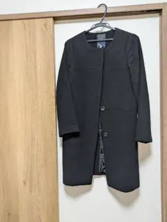 N ブラック ノーカラーコート
