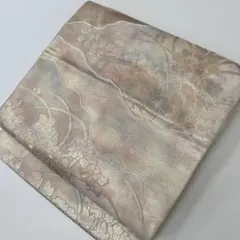 名古屋帯 金彩 花柄 上品な織り出し 九寸 正絹 着物HO-1881