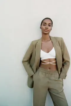 ザラ　セットアップ　カーキ　ZARA ジャケット